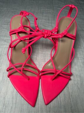 Aldo Neon Pink Strappy Pointed-Toe Heels